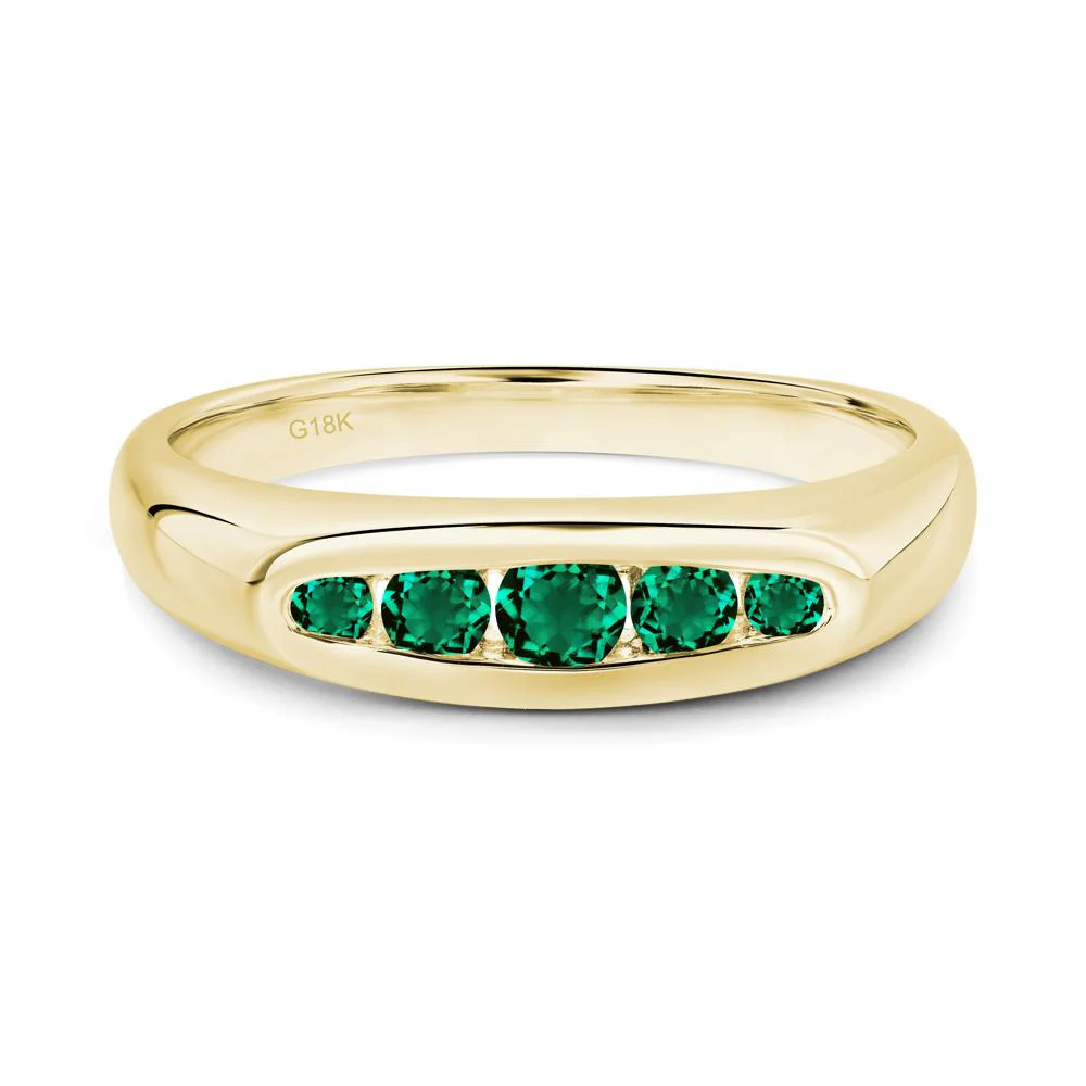 Emerald Channel Set Wedding Band Ring - Image 8