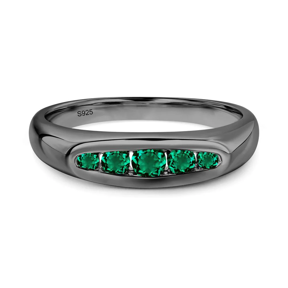 Emerald Channel Set Wedding Band Ring - Image 9