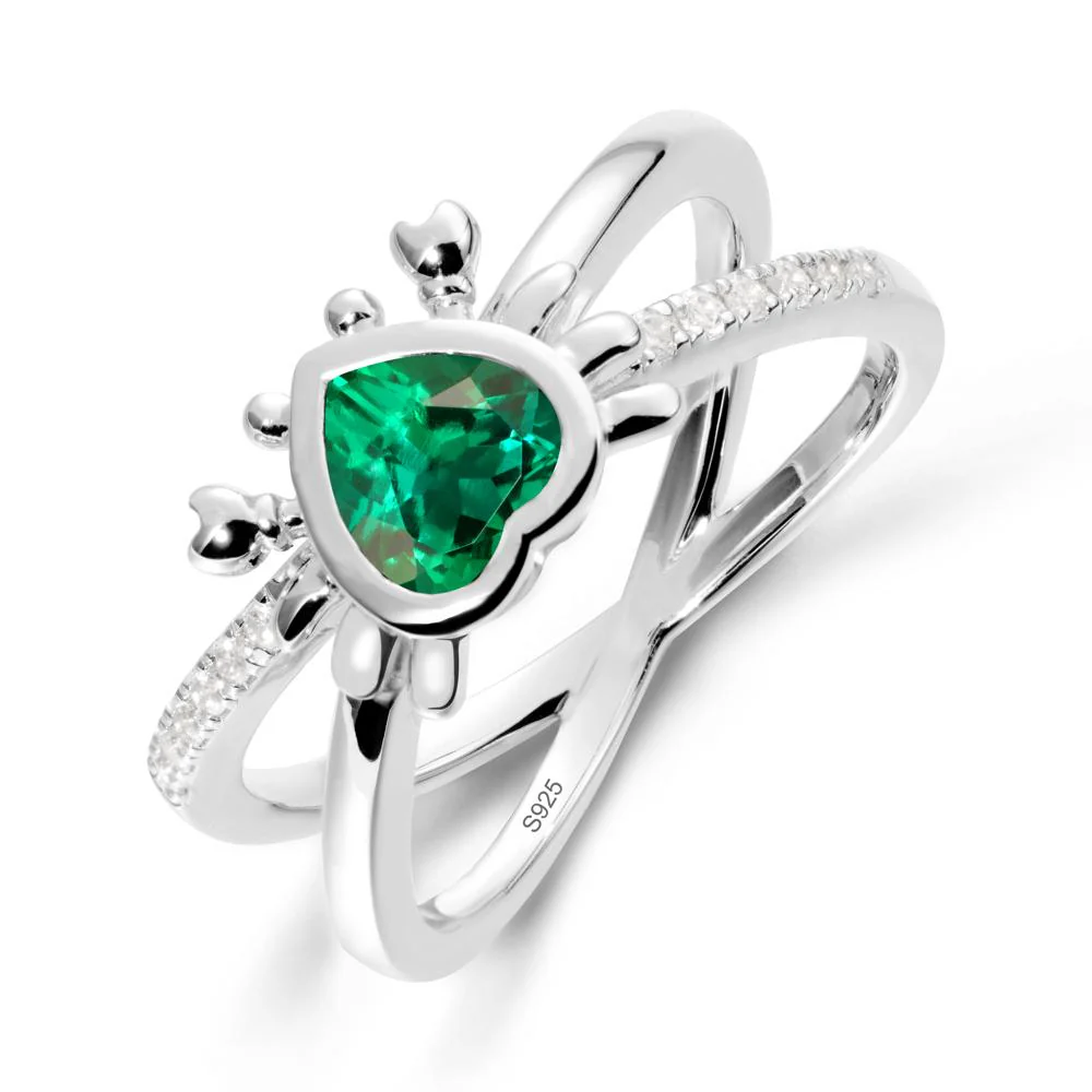 Emerald Criss Cross Double Band Crab Ring
