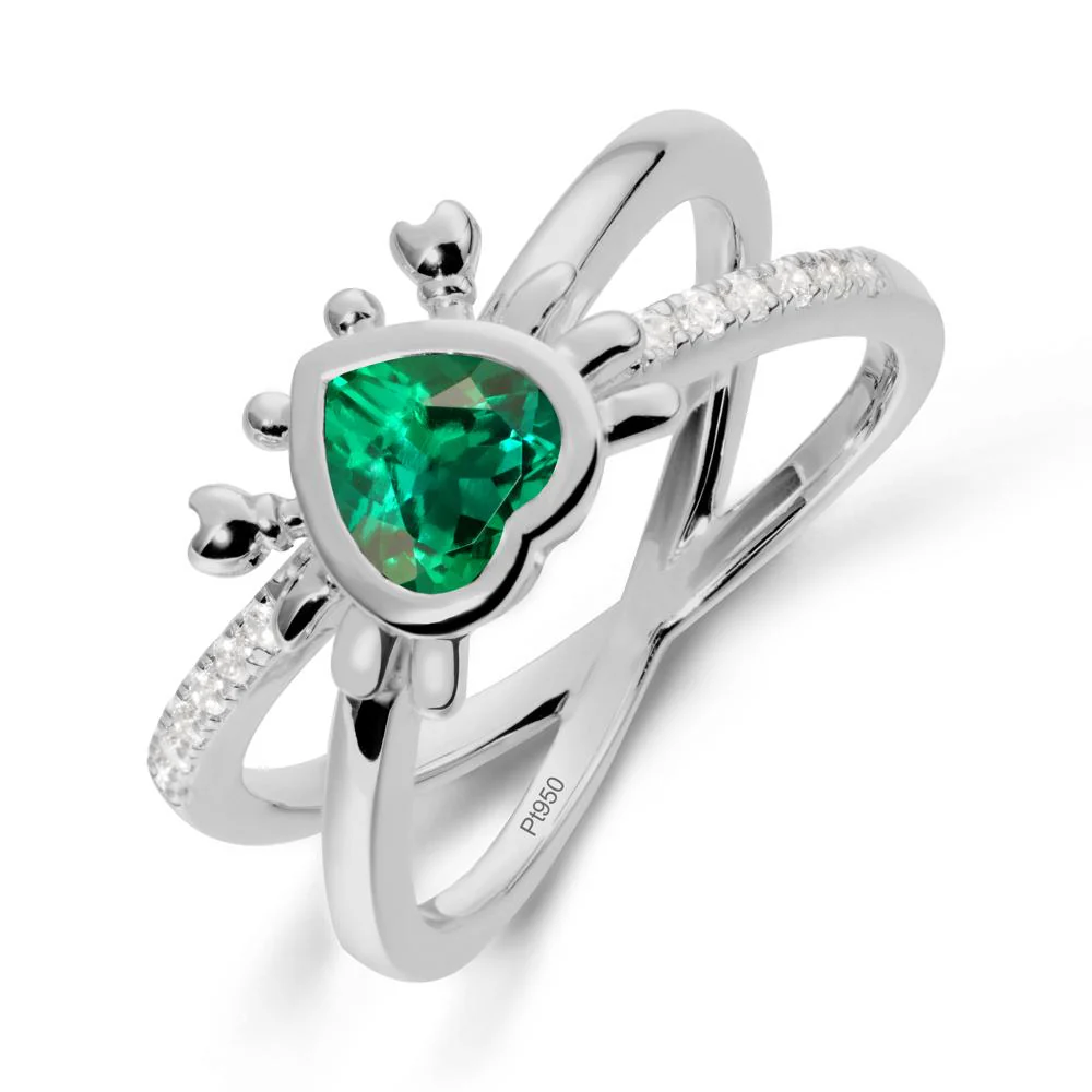 Emerald Criss Cross Double Band Crab Ring - Image 9