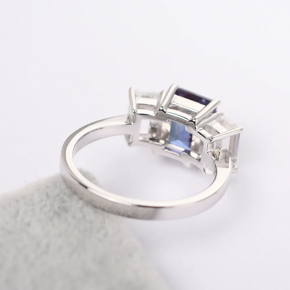 Alexandrite Three Stone Emerald Cut Ring - Image 5