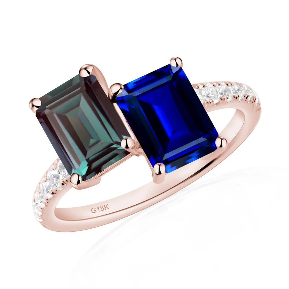 Alexandrite and Sapphire Toi Et Moi Ring - Image 4