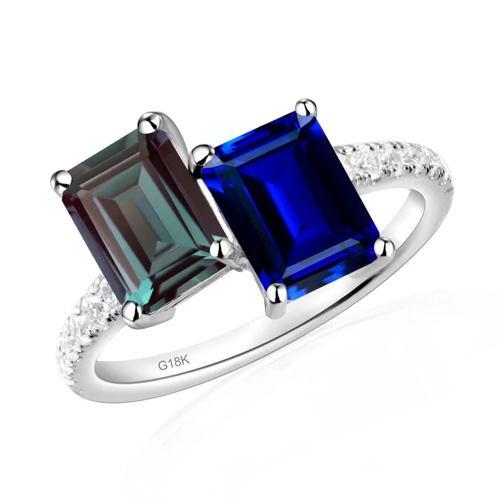 Alexandrite and Sapphire Toi Et Moi Ring - Image 5