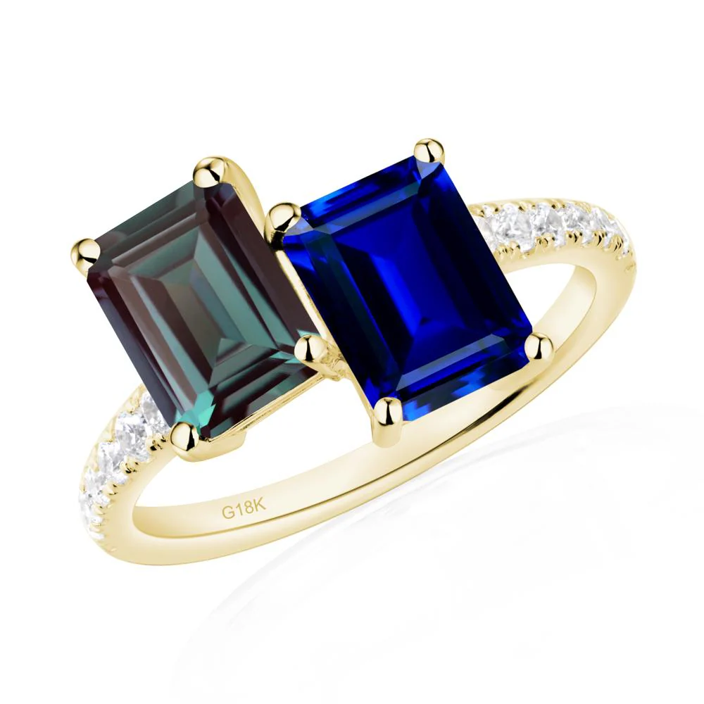 Alexandrite and Sapphire Toi Et Moi Ring - Image 7
