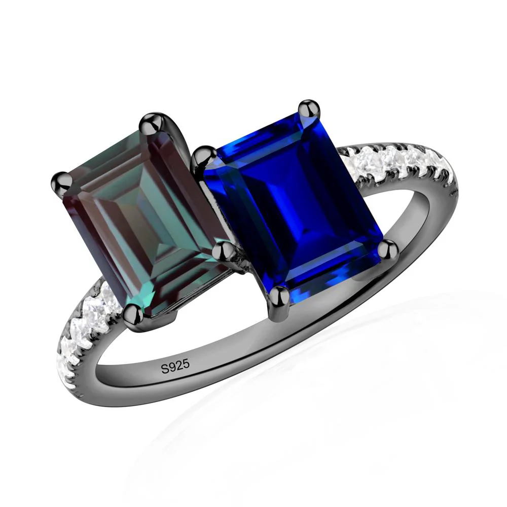 Alexandrite and Sapphire Toi Et Moi Ring - Image 8