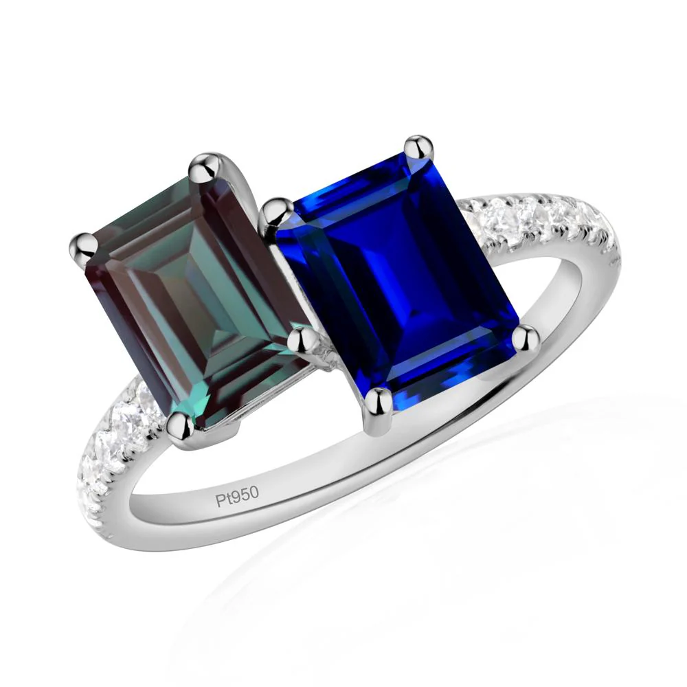 Alexandrite and Sapphire Toi Et Moi Ring - Image 9