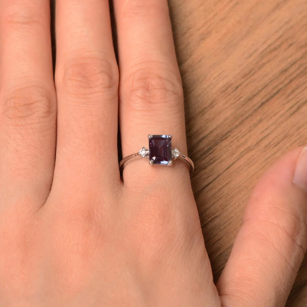 Emerald Cut Alexandrite Engagement Ring - Image 13