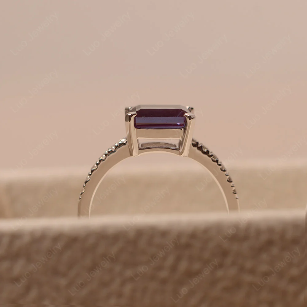 Emerald Cut Alexandrite Horizontal Ring - Image 4