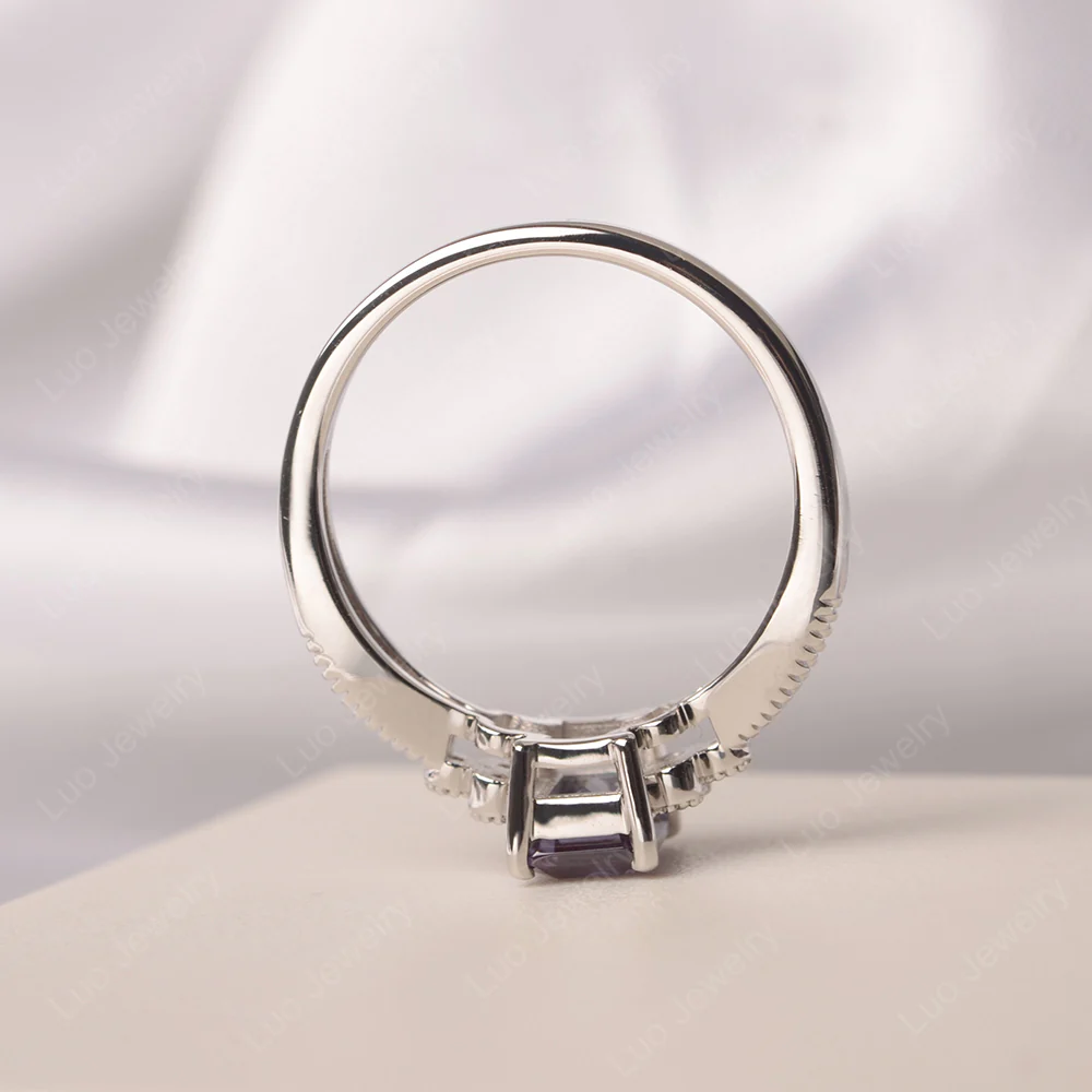 Alexandrite Milgrain Engagement Ring - Image 5