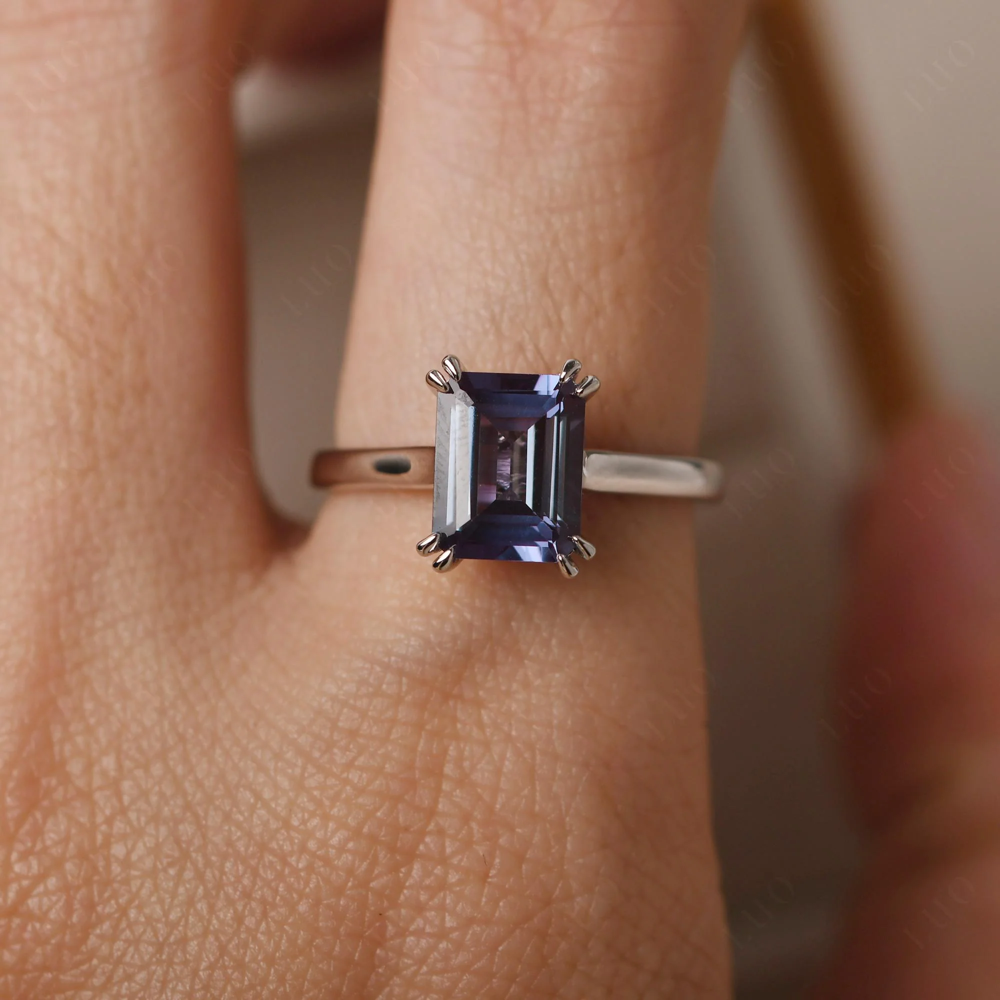 Alexandrite Double Claw Prong Engagement Ring - Image 15