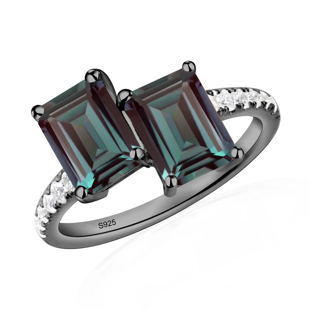 Emerald Cut Alexandrite Toi Et Moi Ring - Image 2