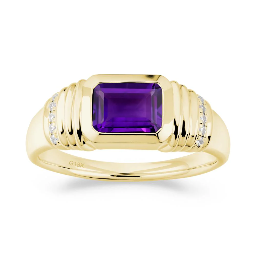 Emerald Cut Amethyst Bezel Ring for Men - Image 3