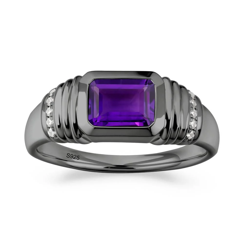 Emerald Cut Amethyst Bezel Ring for Men - Image 7