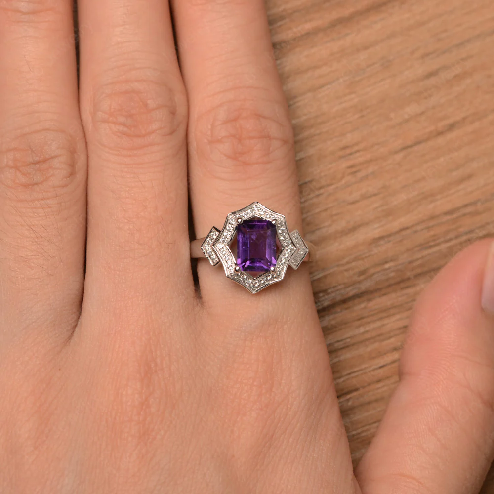 Emerald Cut Amethyst Cocktail Ring - Image 4