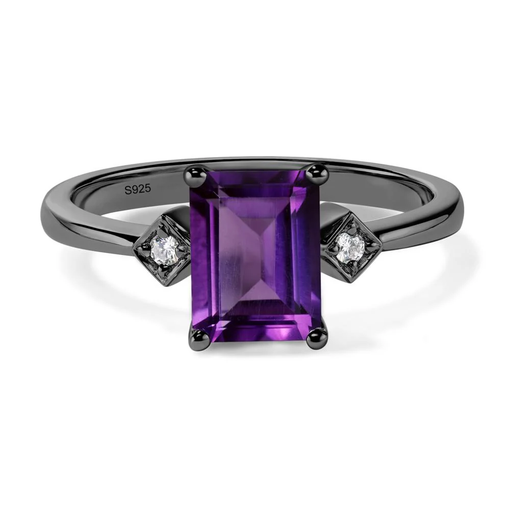 Emerald Cut Amethyst Engagement Ring