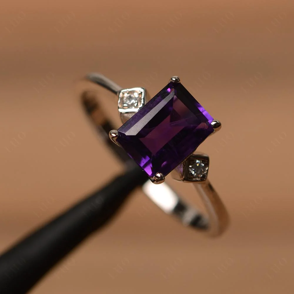 Emerald Cut Amethyst Engagement Ring - Image 11
