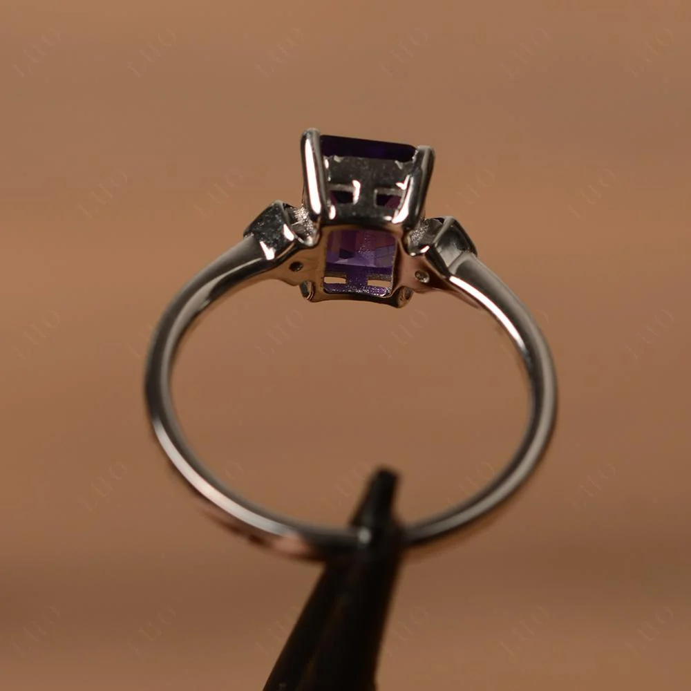 Emerald Cut Amethyst Engagement Ring - Image 12