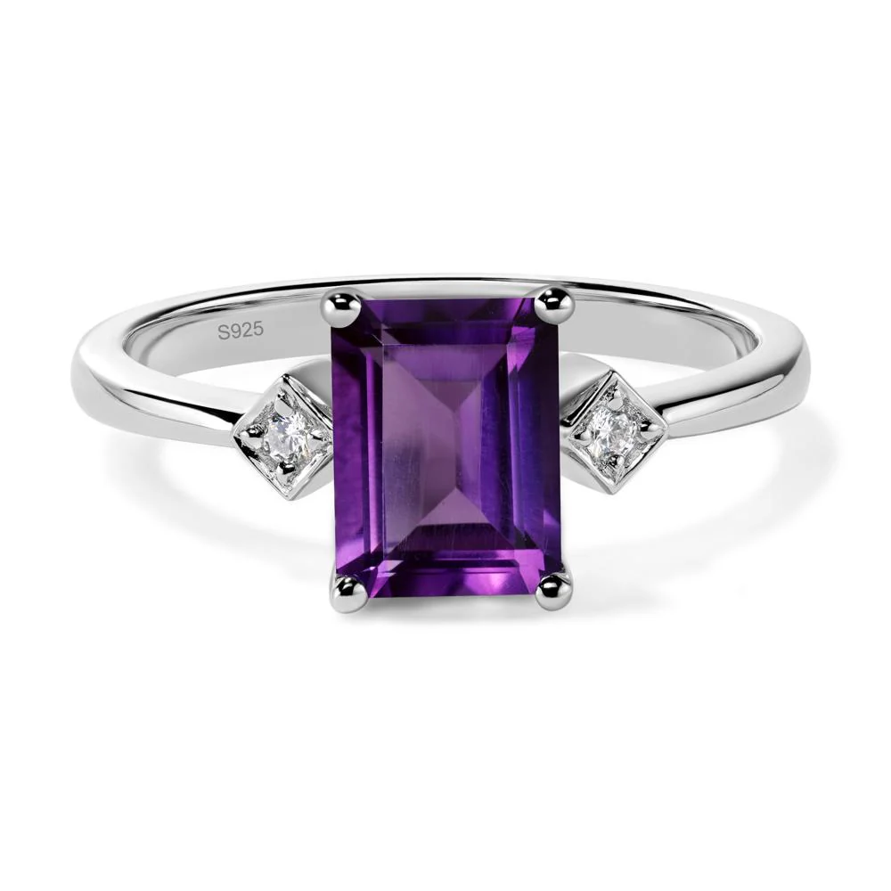 Emerald Cut Amethyst Engagement Ring - Image 2