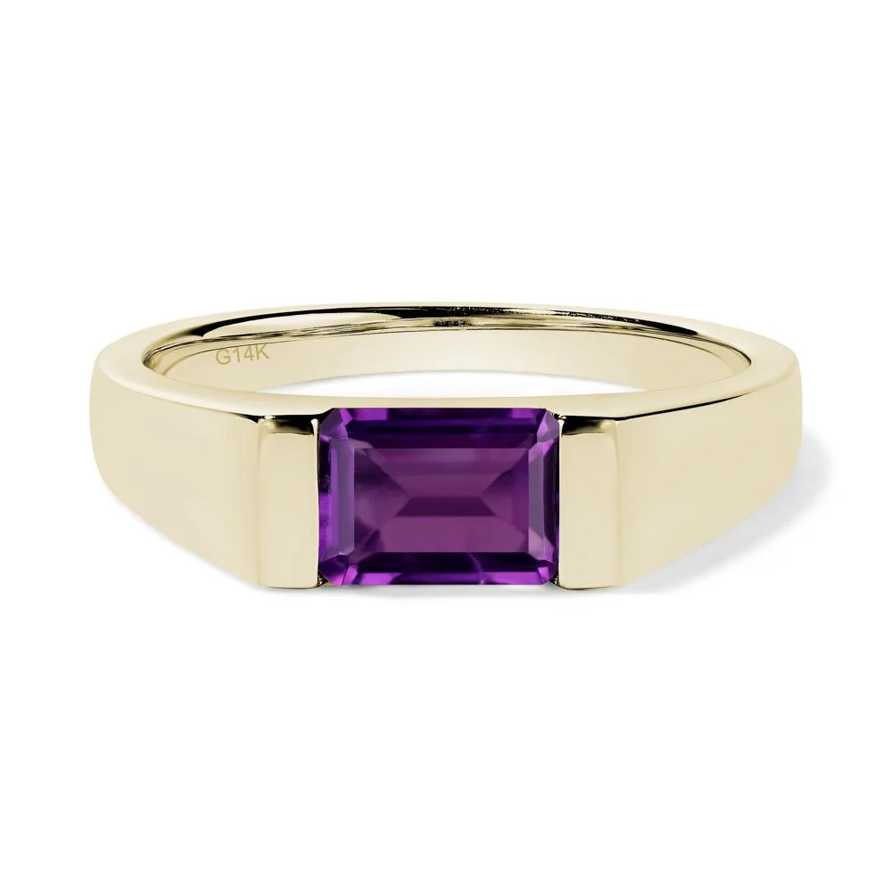 Amethyst East West Emerald Cut Ring