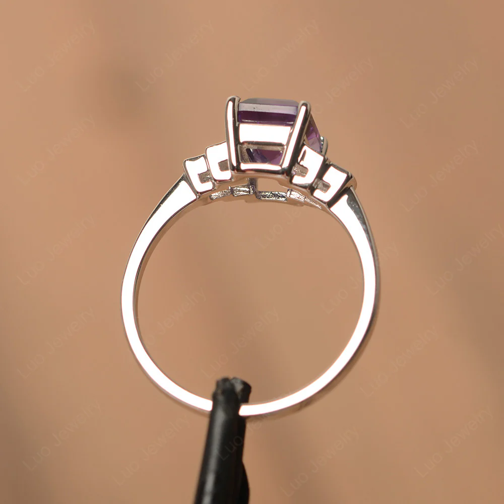 Amethyst Rectangle Engagement Ring - Image 3