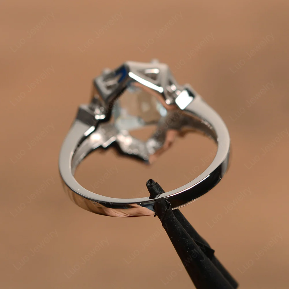 Emerald Cut Aquamarine Cocktail Ring - Image 3