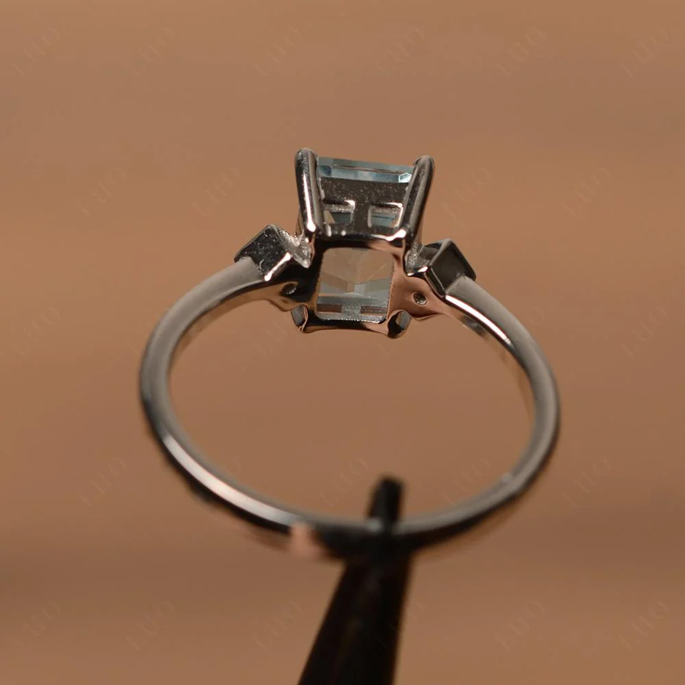 Emerald Cut Aquamarine Engagement Ring - Image 12