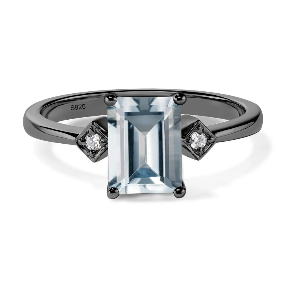 Emerald Cut Aquamarine Engagement Ring - Image 3