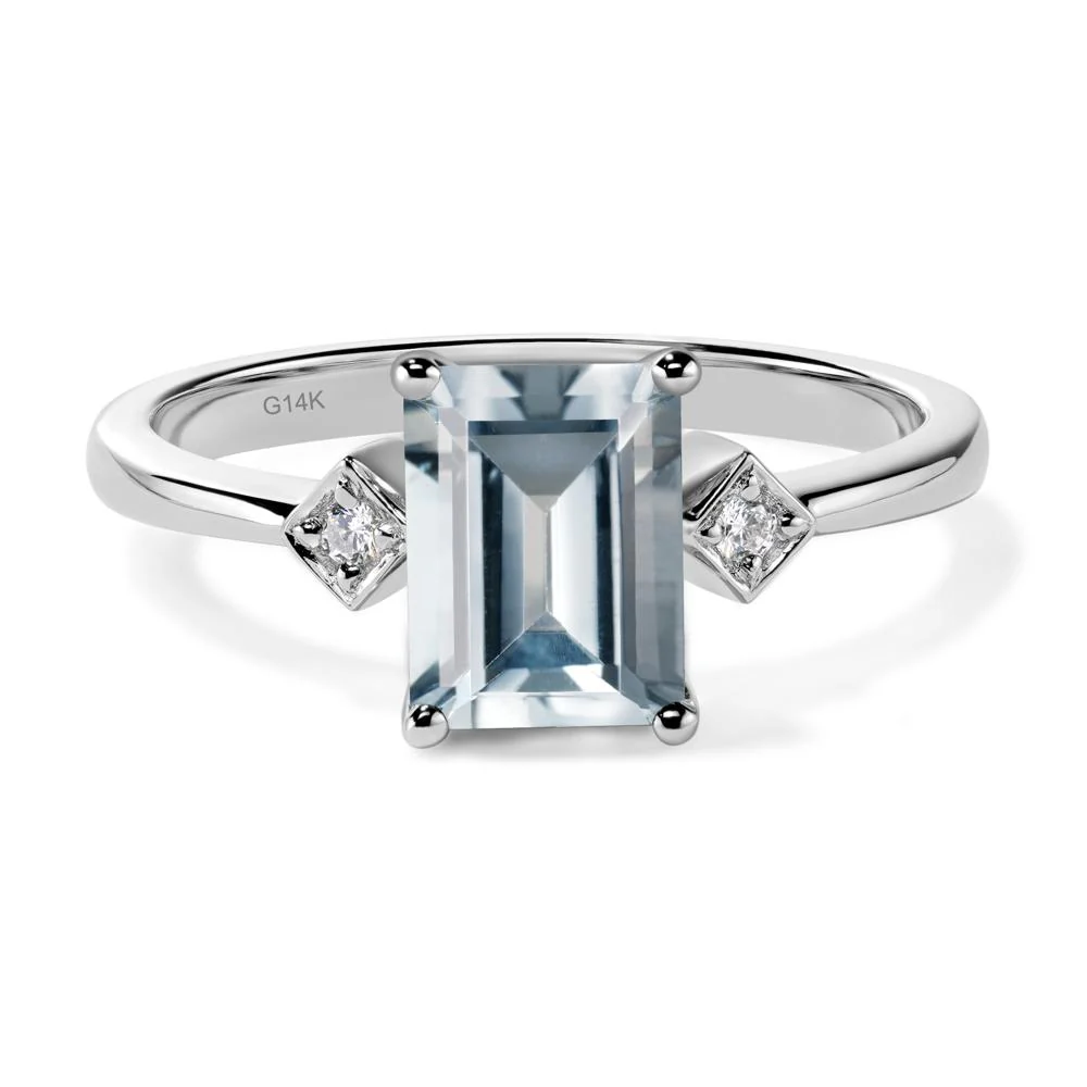 Emerald Cut Aquamarine Engagement Ring - Image 4