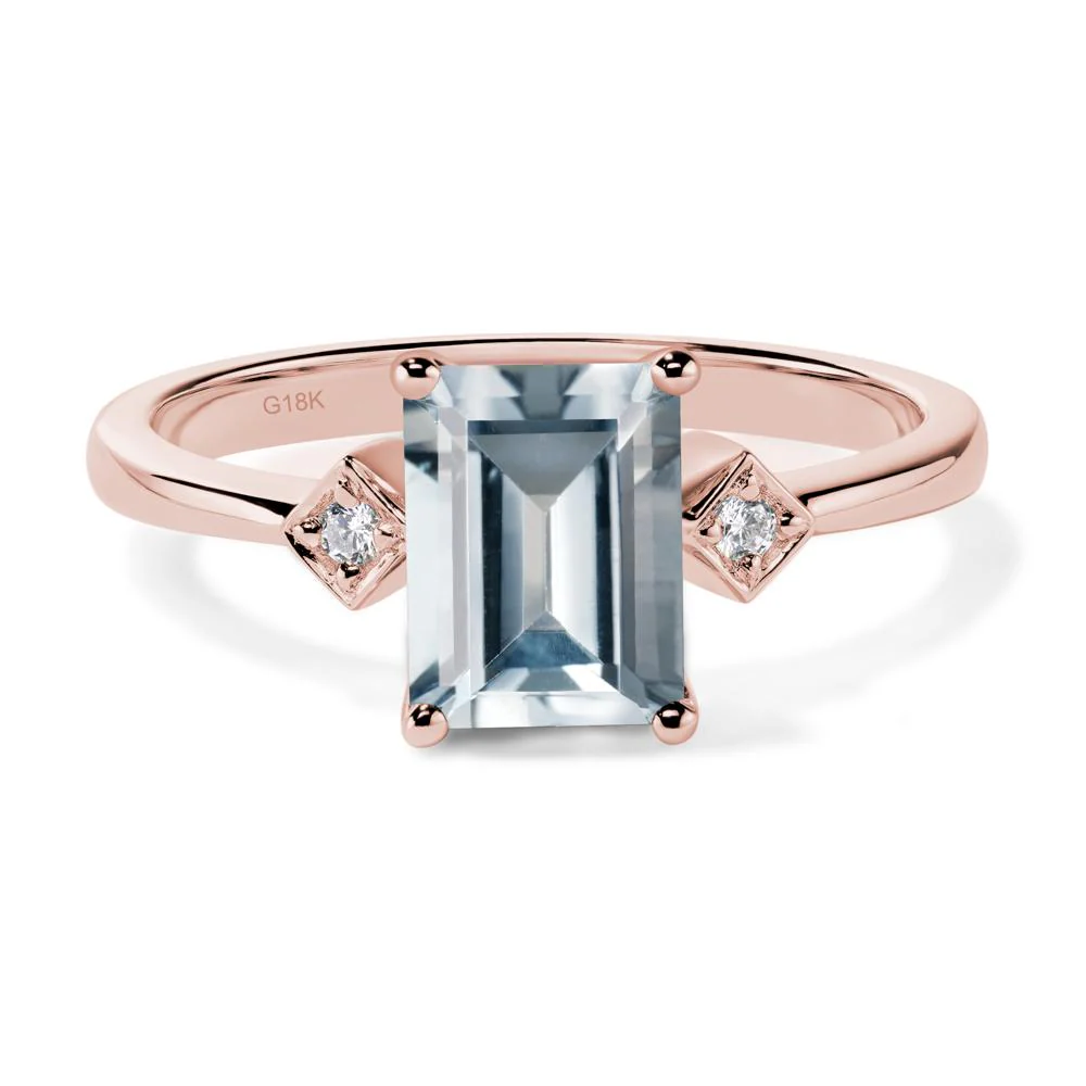 Emerald Cut Aquamarine Engagement Ring - Image 9