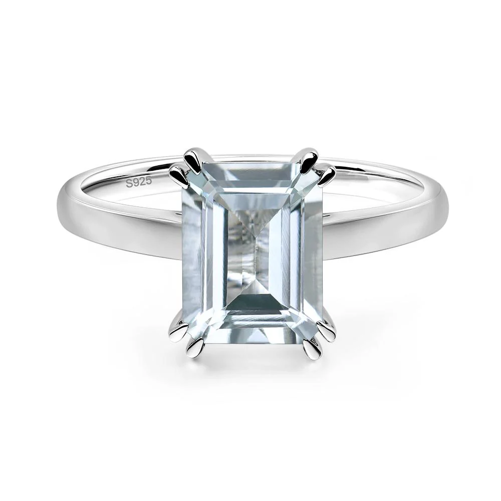 Aquamarine Double Claw Prong Engagement Ring