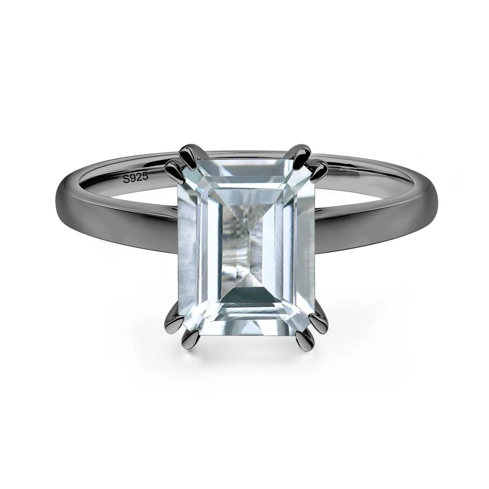 Aquamarine Double Claw Prong Engagement Ring - Image 2