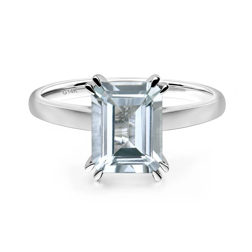 Aquamarine Double Claw Prong Engagement Ring - Image 3