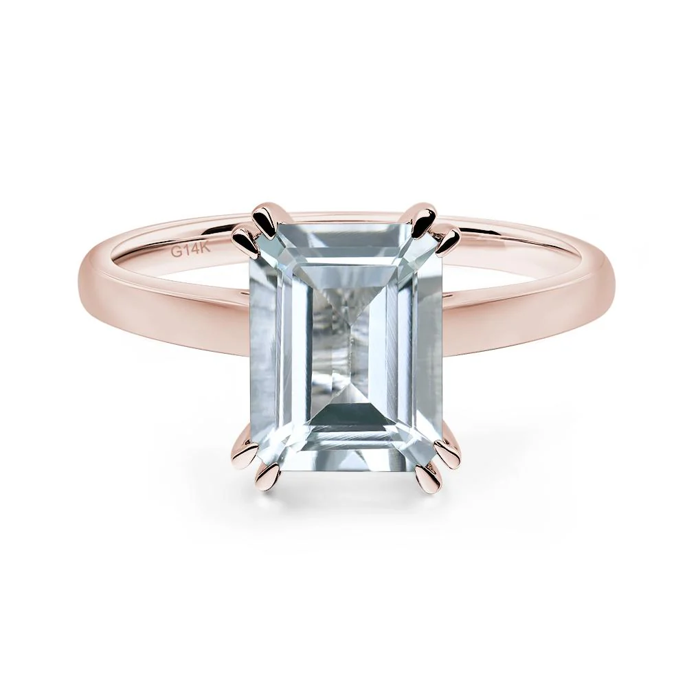 Aquamarine Double Claw Prong Engagement Ring - Image 5
