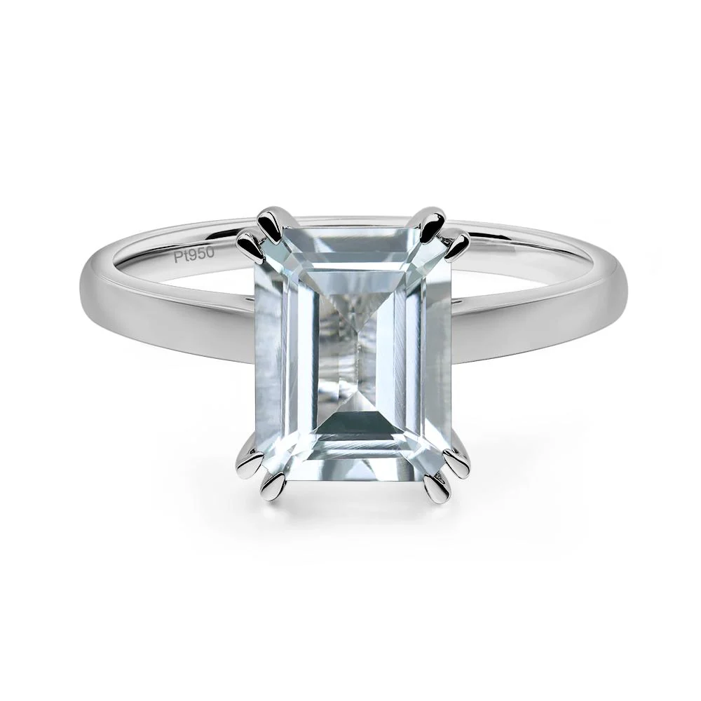 Aquamarine Double Claw Prong Engagement Ring - Image 6