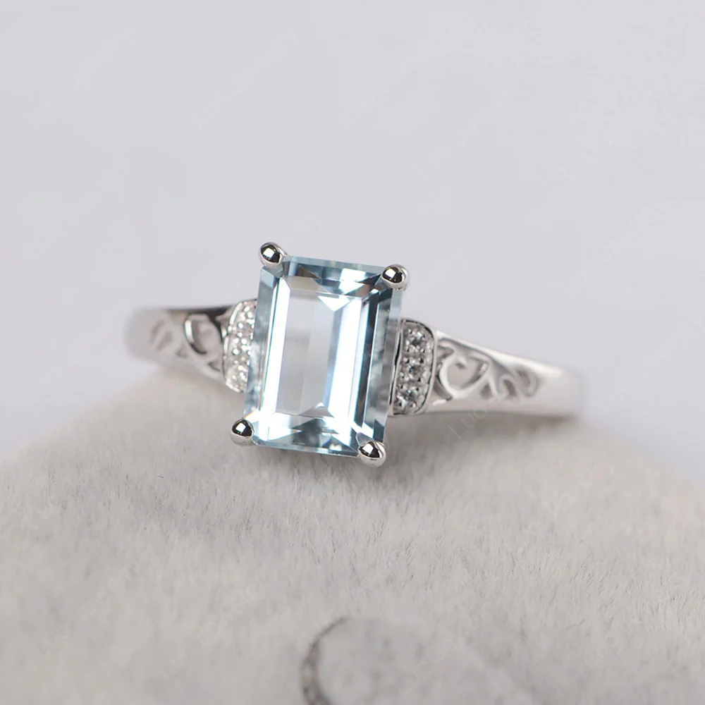 Emerald Cut Art Deco Aquamarine Ring