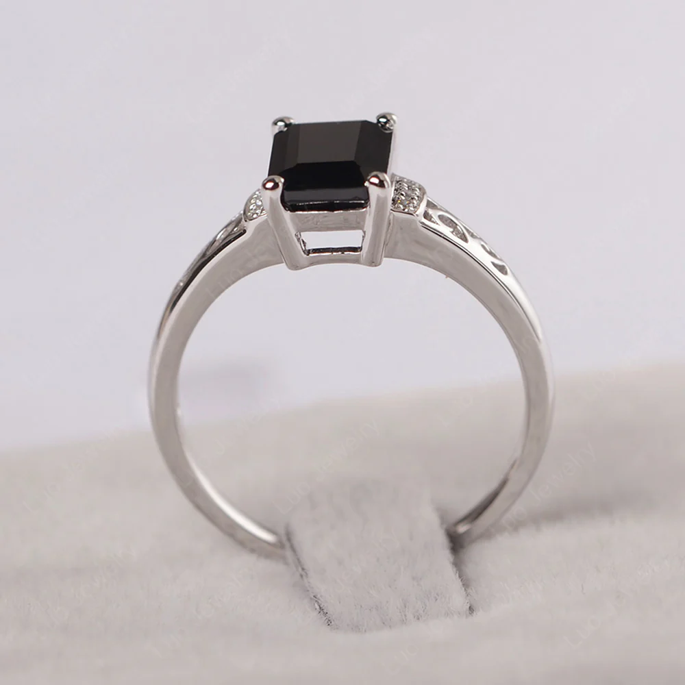 Emerald Cut Art Deco Black Spinel Ring - Image 2