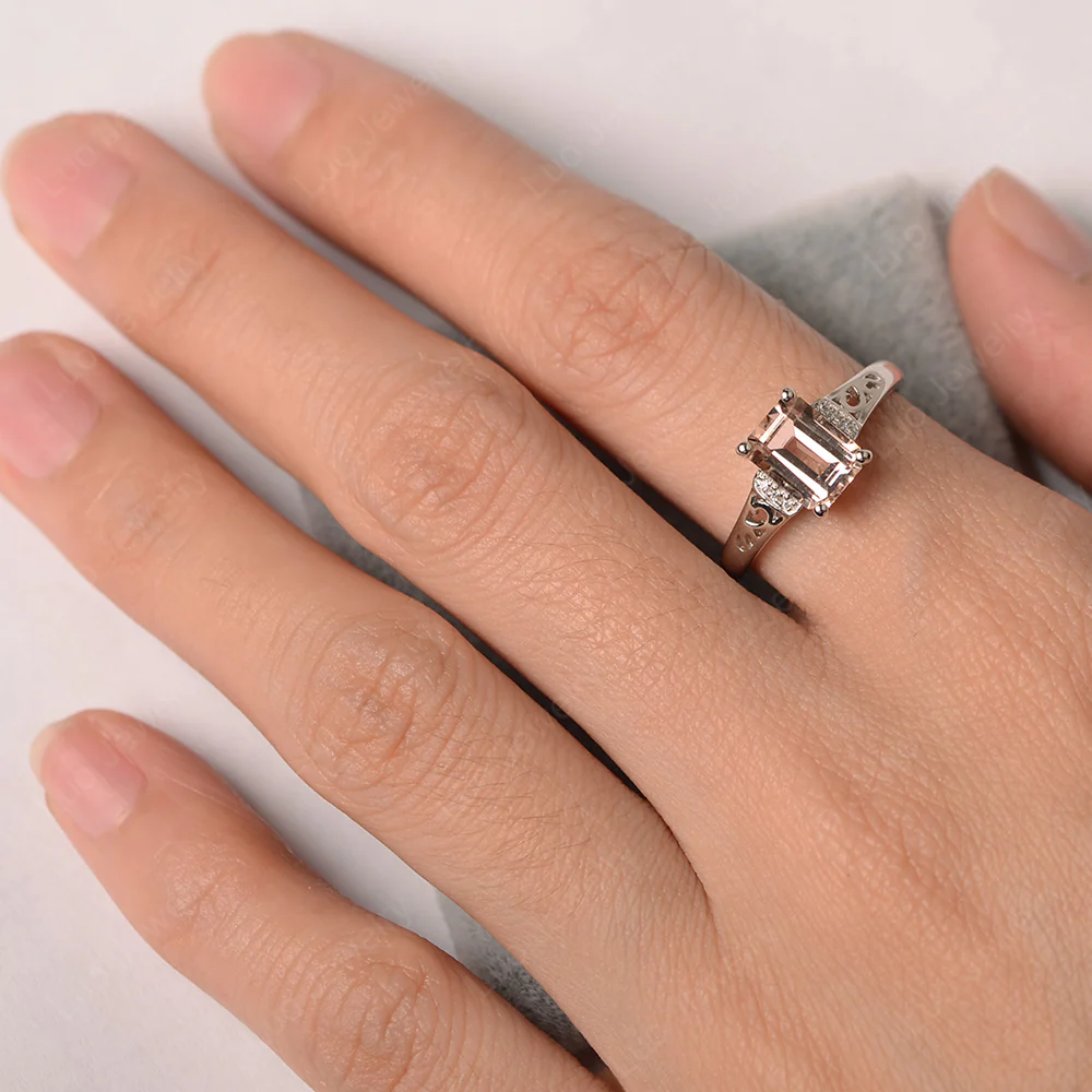 Emerald Cut Art Deco Morganite Ring - Image 3