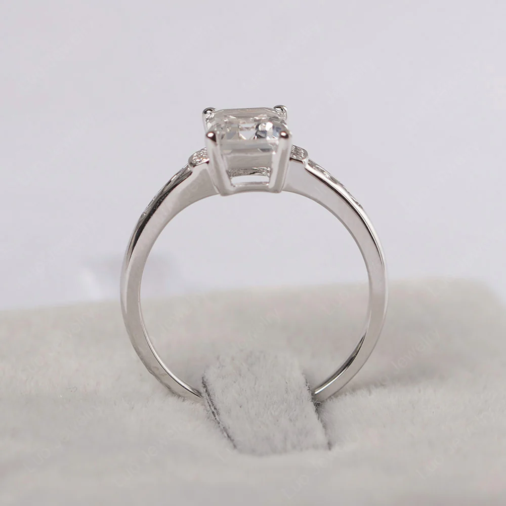 Emerald Cut Art Deco White Topaz Ring - Image 2