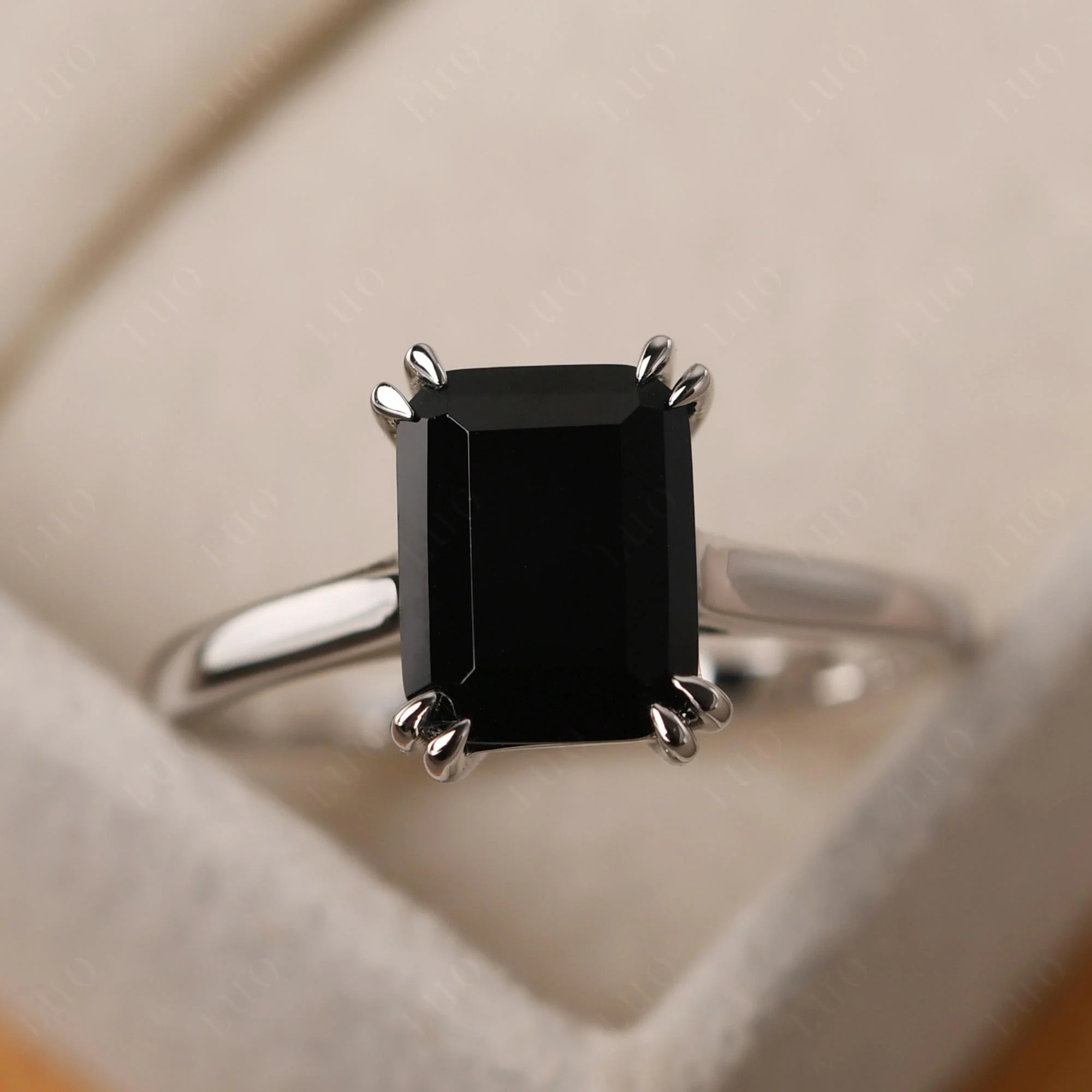 Black Spinel Double Claw Prong Engagement Ring - Image 10