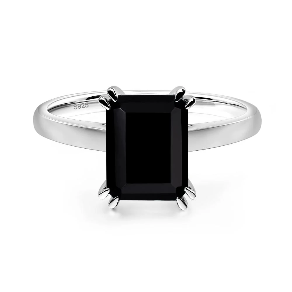 Black Spinel Double Claw Prong Engagement Ring - Image 2