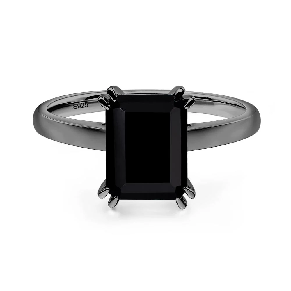 Black Spinel Double Claw Prong Engagement Ring - Image 3