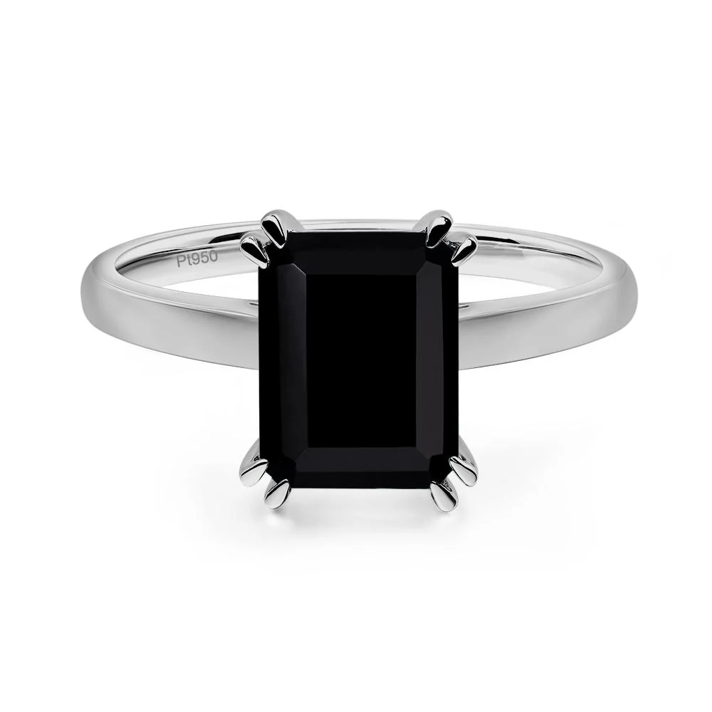 Black Spinel Double Claw Prong Engagement Ring - Image 6