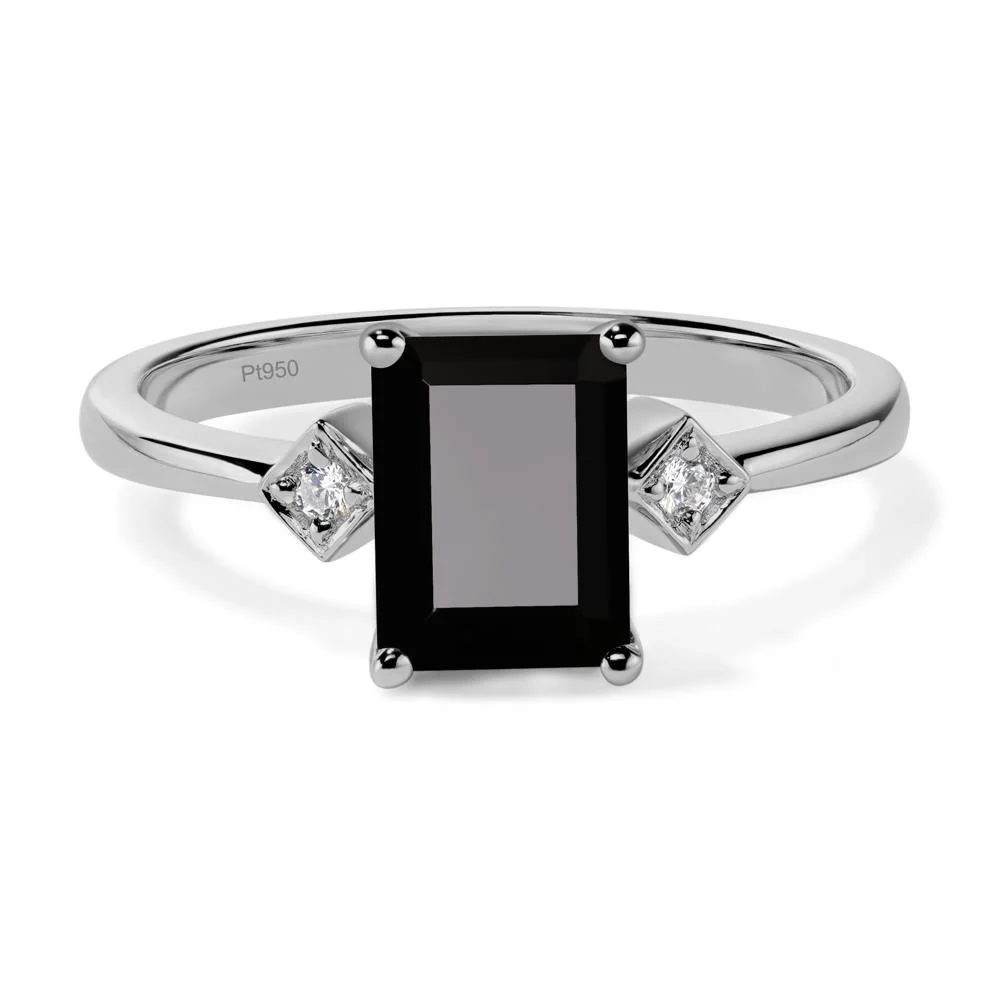 Emerald Cut Black Spinel Engagement Ring - Image 6