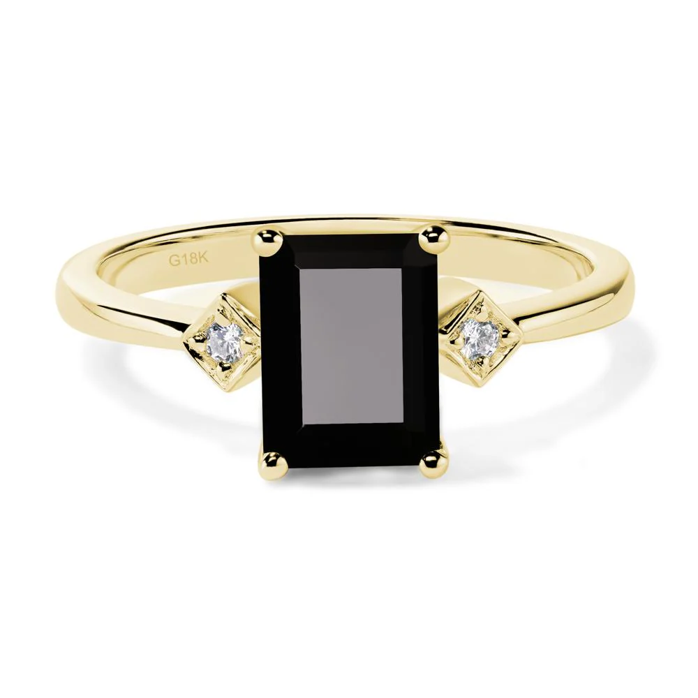Emerald Cut Black Spinel Engagement Ring - Image 8