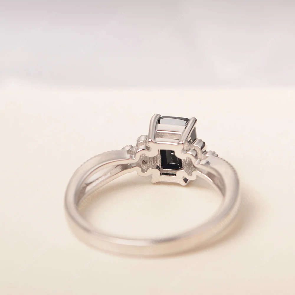 Black Spinel Milgrain Engagement Ring - Image 5