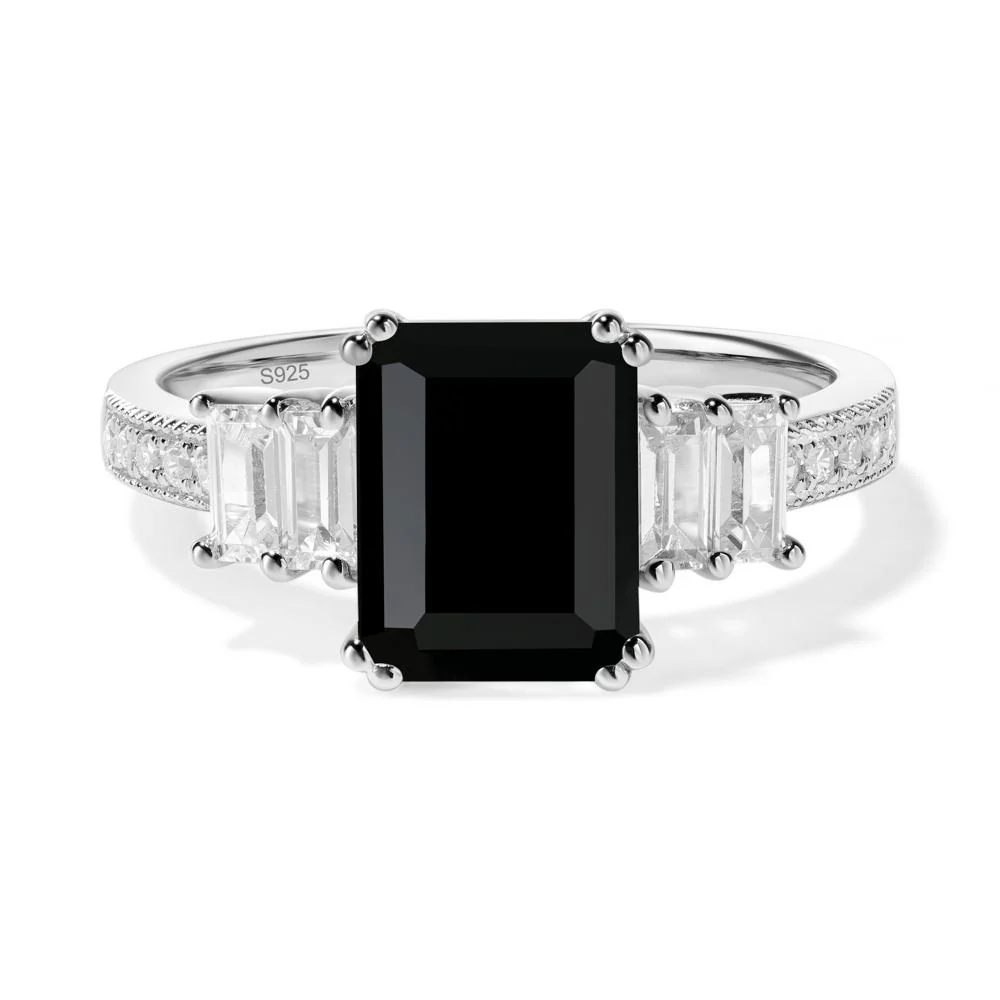 Black Spinel Double Prong Engagement Ring - Image 3