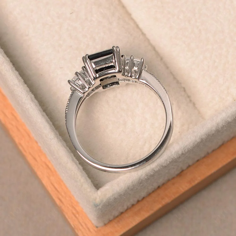 Black Spinel Double Prong Engagement Ring - Image 31