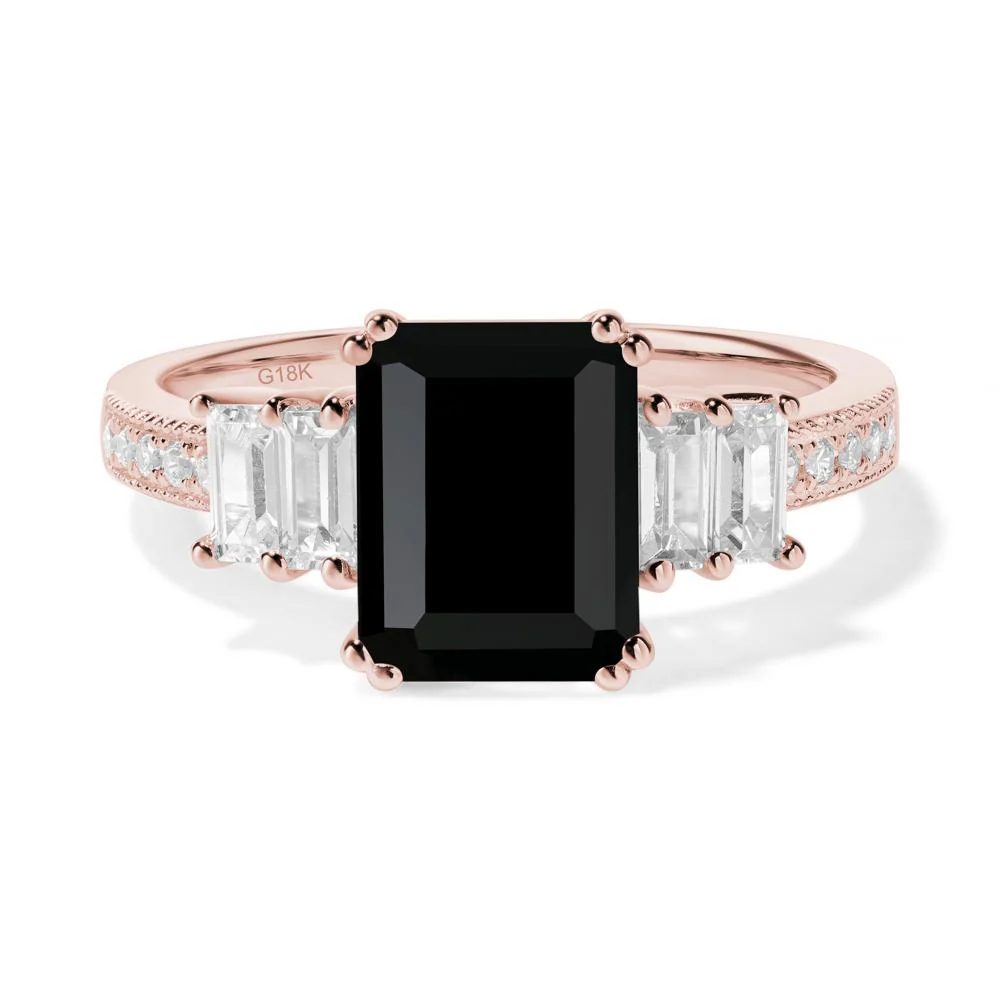 Black Spinel Double Prong Engagement Ring - Image 4