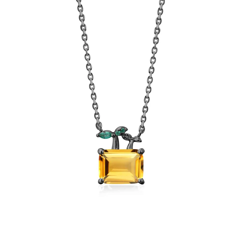 Emerald Cut Citrine and Emerald Sprout Necklace - Image 7
