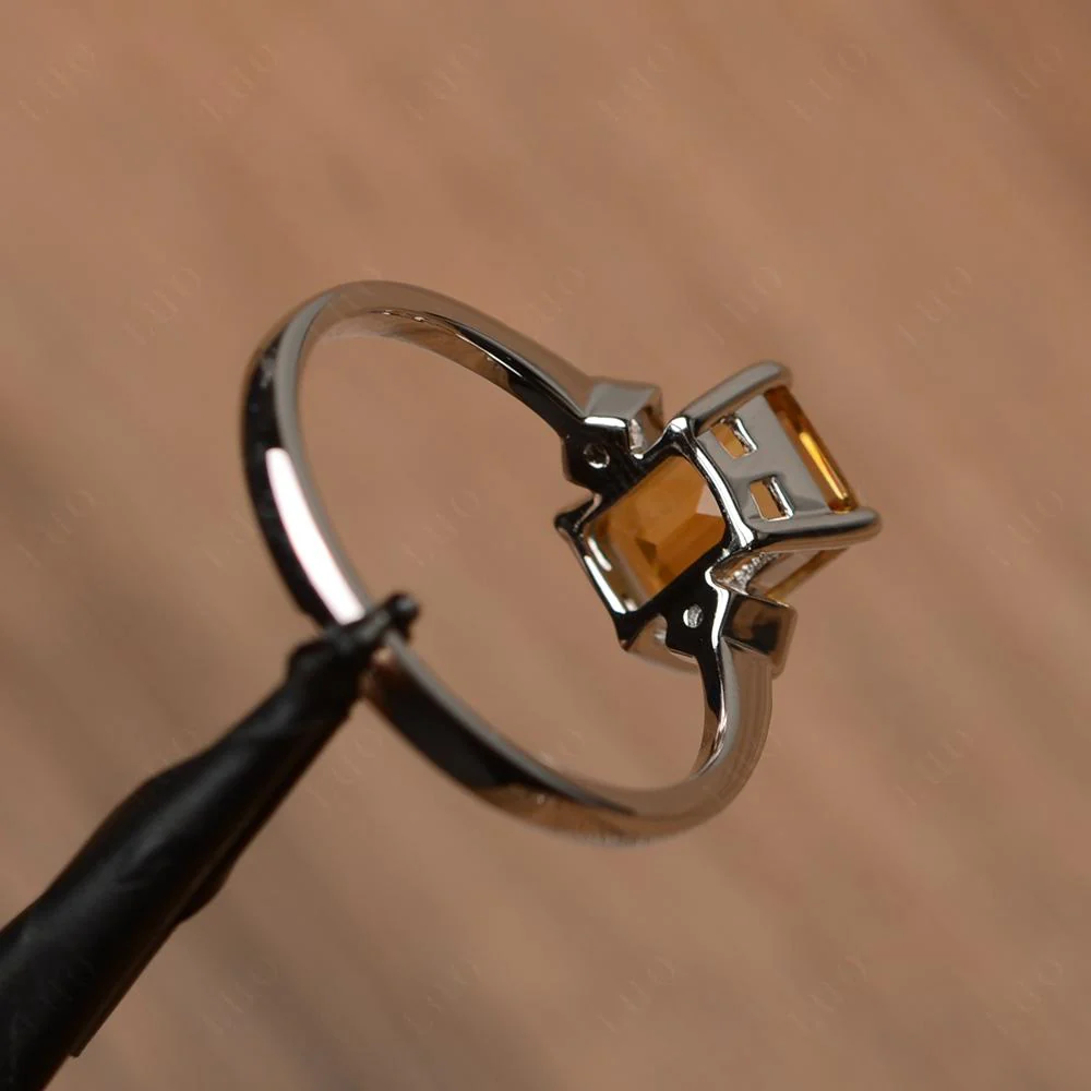 Emerald Cut Citrine Engagement Ring - Image 12
